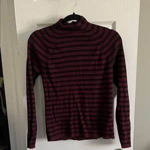 Nine West Maroon and Black Striped Top